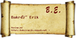 Bakró Erik névjegykártya